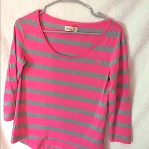Hollister pink and gray  3/4 sleeve shirt Xs